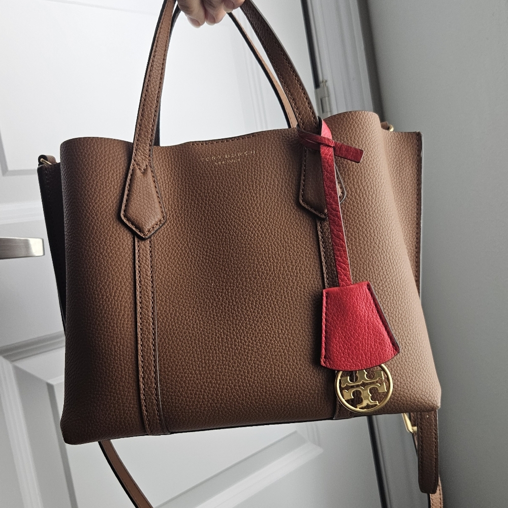 Tory Burch tote bag small perry shoulder crossbody light umber tan